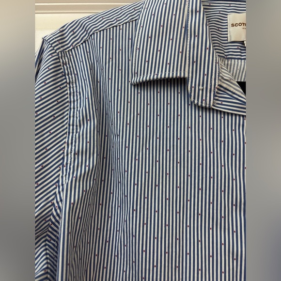 Scotch & Soda Men's Blue and White Striped Dress Shirt - Picture 6 of 7